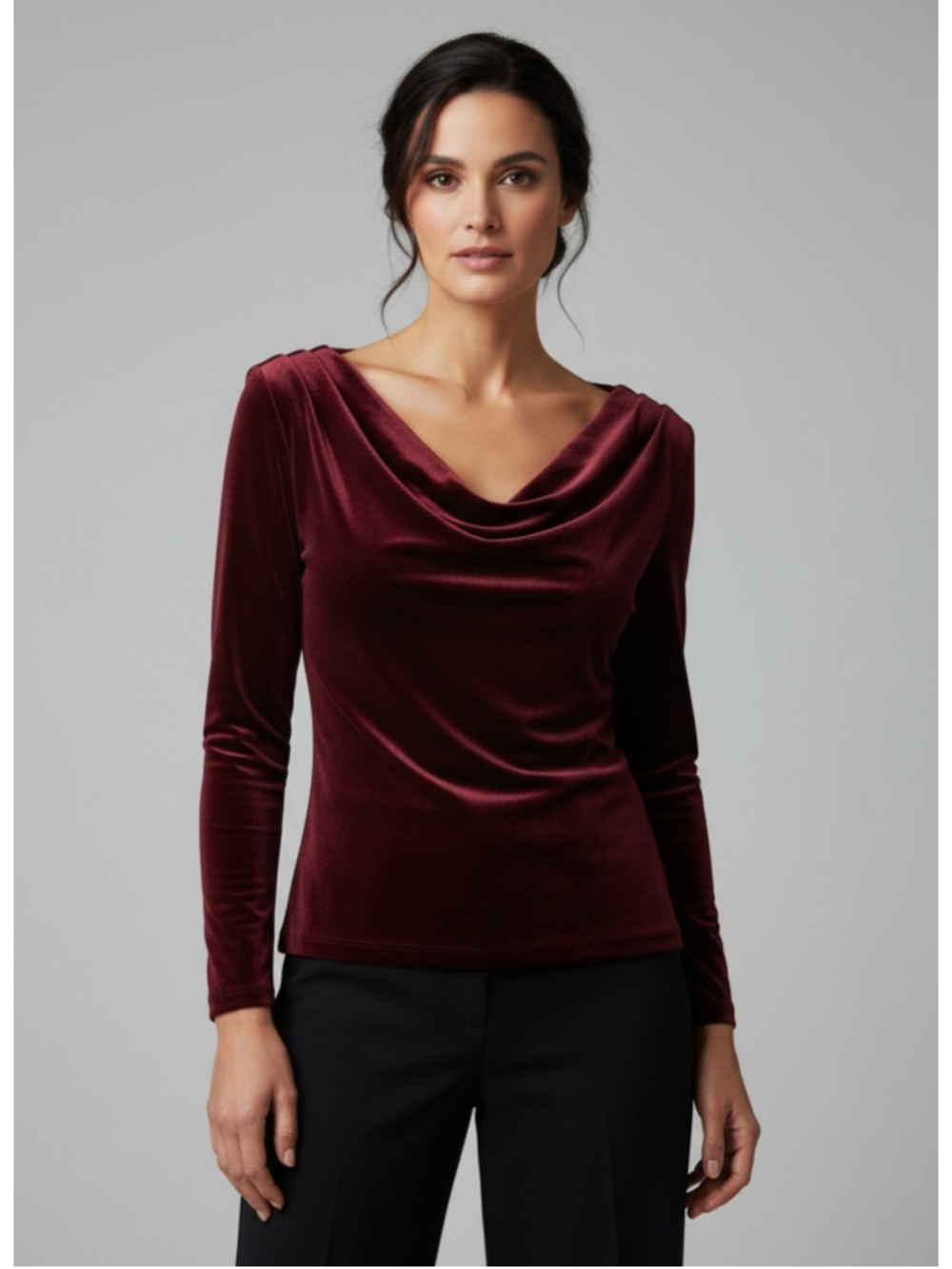 MSK Velvet Draped Top Size S Burgundy